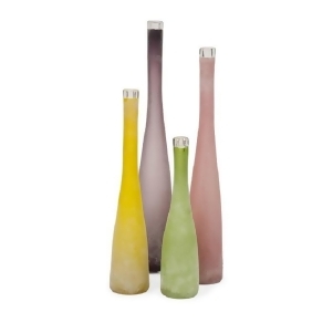 Set of 4 Pastello Glassato Purple Pink Yellow and Green Frosted Glass Vases 24.5 - All