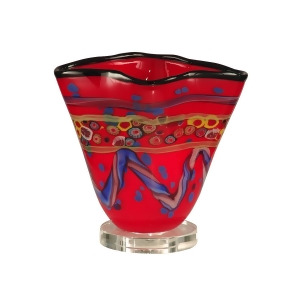 9.5 Bright Red Green and Blue Rivera Hand Crafted Glass Accent Lamp - All