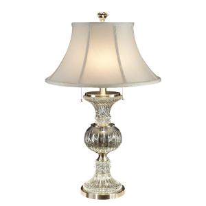 27 Brushed Nickel Granada Crystal Table Lamp with White Tapered Drum Shade - All