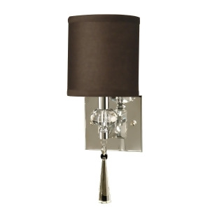 13.5 Polished Chrome Freeport Glass Wall Sconce with Brown Drum Shade - All