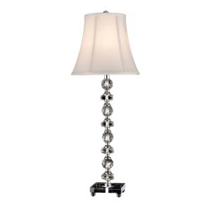 28.5 Polished Chrome Simon Crystal Buffet Table Lamp with White Drum Shade - All