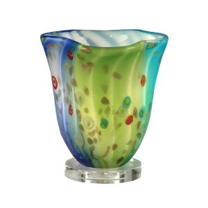 9.5 Lime Green Aqua and Blue Morgan Hand Blown Glass Accent Lamp - All