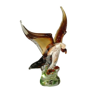 13.75 Brown Eagle Sculpture Decorative Hand Blown Glass Figurine - All