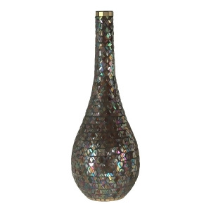 22 Gold and Blue Peacock Mosaic Decorative Hand Blown Glass Tall Vase - All