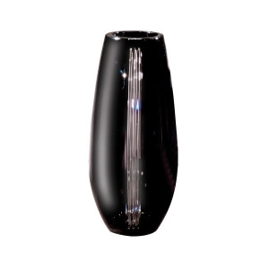 12 Jet Black and Sparkling Clear Vertical Line Large Decorative Crystal Vase - All