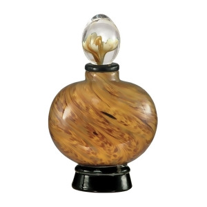 9.25 Amber and Brown San Felipe Hand Blown Glass Perfume Bottle with Clear Stopper - All