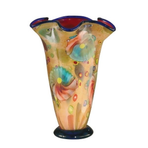 14 Sandy Brown Coral and Turqoise Blue Coast Sand Decorative Hand Blown Glass Vase - All