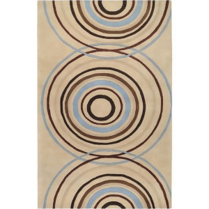 4' x 6' Infinite Helix Stormy Sea Blue and Tan Wool Area Throw Rug - All