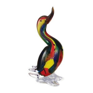 10.75 Red Yellow Green and Blue Duck Decorative Hand Blown Glass Figurine - All