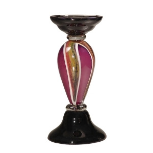 12 Mauve Pink Swirled Gold and Amber Small Melrose Hand Blown Glass Pillar Candle Holder - All
