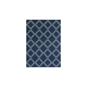 2' x 3' Jagged Bubbles Cobalt Blue and Lilly White Shed-Free Area Throw Rug - All