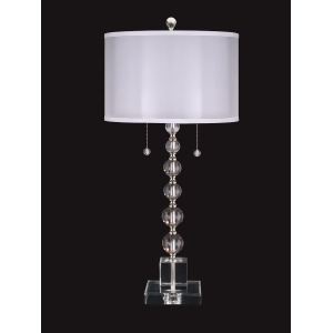 31 Satin Nickel Optic Orb Crystal Table Lamp with White Drum Shade - All