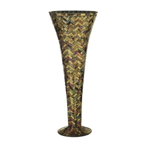 20 Gold and Bronze Herringbone Large Decorative Hand Blown Glass Vase - All