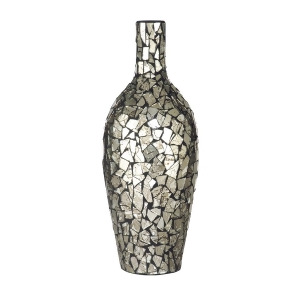 15.75 Shimmering Silver Mosaic Decorative Glass Vase - All