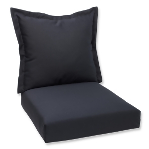 44 Sunbrella Black Outdoor Patio Deep Seating Cushion and Back Pillow - All
