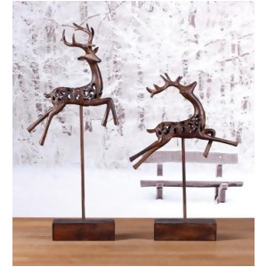 Set of 2 Country Rustic Cut-Out Leaping Reindeer Christmas Table Top Figures 17 - All