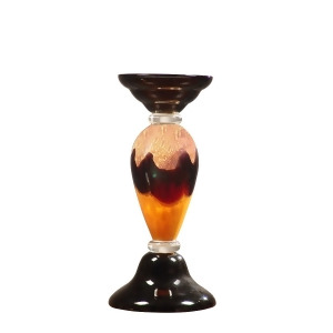 12.25 Metallic Amber Gold and Brown Sonora Hand Blown Glass Small Pillar Candle Holder - All