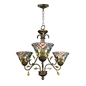 24 Antique Golden Sand Crystal Peony Hand Crafted Glass Hanging 3-Light Ceiling Light Fixture - All