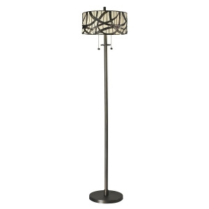 61 Dark Bronze Black and White Willow Cottage Hand Crafted Glass Floor Lamp - All