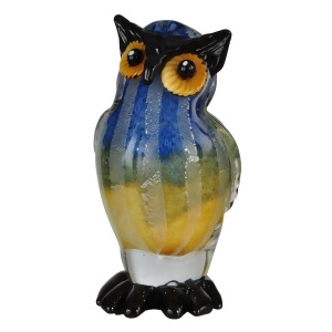 12 Midnight Blue and Mikado Yellow Big Owl Decorative Hand Blown Glass Figurine - All