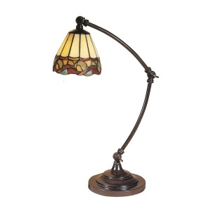 19.5 Mica Bronze Ainsley Hand Crafted Glass Desk Lamp - All