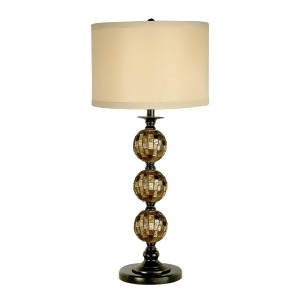 31 Dark Antique Bronze Mosaic 3 Ball Glass Table Lamp with Cream Drum Shade - All