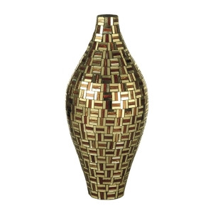 15.75 Gold and Bronze Ravenna Decorative Hand Blown Glass Tall Vase - All