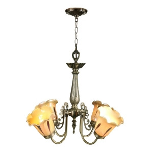 22 Antique Brass Columbus Tulip Hand Crafted Glass Hanging Chandelier Ceiling Light Fixture - All