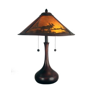 22 Deep Brown and Orange Mica Antique Bronze Animal Print Wilderness Table Lamp - All