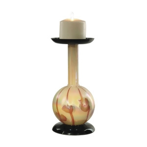 11 Satiny Pearl and Brown Salem Hand Blown Glass Large Pillar Candle Holder - All