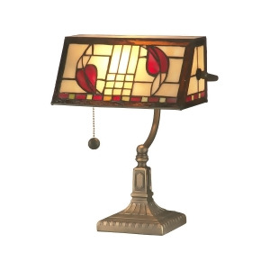 13.5 Red Brown and Amber Henderson Bankers Hand Crafted Glass Accent Lamp - All