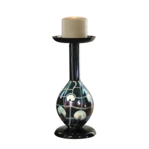 11.5 Purple Green Blue and White Seaside Heights Hand Blown Glass Candle Holder - All