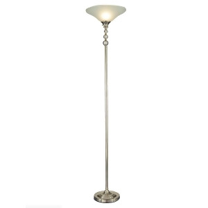 72 Brushed Nickel Frosted White Shade Contemporary-Style Torchiere Optic Orb Crystal Floor Lamp - All