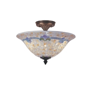 13.25 Antique Brass Johana Glass Mosaic Flush Mount Ceiling Light Fixture - All