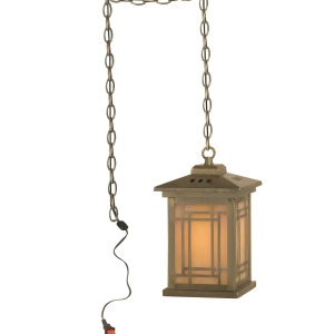 8.25 Antique Brass Mission Hand Crafted Glass Hanging Pendant Ceiling Light Fixture - All