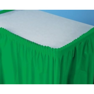 Pack of 6 Emerald Green Pleated Disposable Plastic Picnic Party Christmas Table Skirts 14' - All
