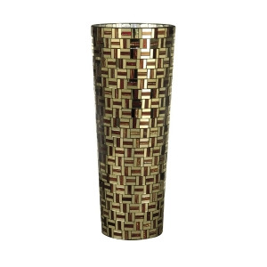 17.75 Gold and Bronze Mosaic Ravenna Large Decorative Glass Vase - All