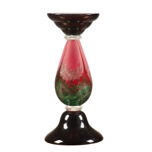 12.5 Green Brown and Rose Pink Flamingo Hand Blown Glass Pillar Candle Holder - All