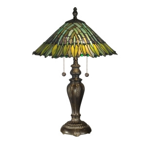 26 Fieldstone Tropical Leavesley Hand Crafted Glass Table Lamp - All