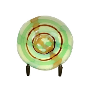 13 Spring Bud Aqua and Brown La Mesa Hand Blown Glass Charger with Decorative Stand - All