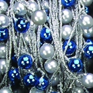 Set of 2 Magnificent Silver and Brilliant Blue Twisted Beads on Wire Craft Ribbon .25 x 44 Yards - All