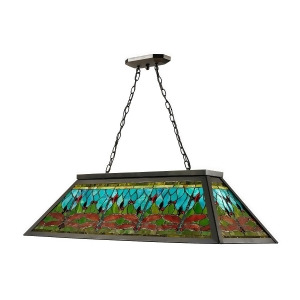 44 Dark Bronze Glade Hand Crafted Glass Hanging Pool Table Ceiling Light Fixture - All