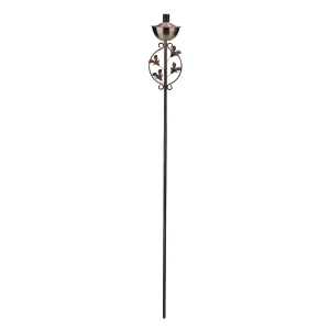 64.5 Brushed Copper Floral Motif Garden Oil Lamp Outdoor Patio Torch - All