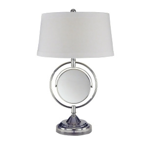 25 Polished Chrome and mirrored Contessa Table Lamp with Off-White Drum Shade - All