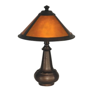16 Antique Bronze Amber Hunter Accent Table Lamp with Mica Cone Shade - All