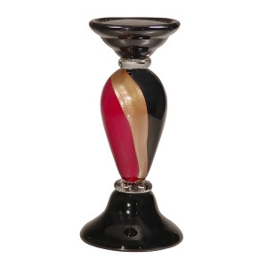 12 Glistening Gold Red and Black Sophistication Hand Blown Glass Pillar Candle Holder - All