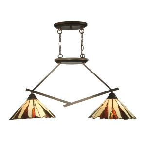 35.5 Copper Bronze Ripley 2-Light Hand Crafted Glass Hanging Island Ceiling Light Fixture - All