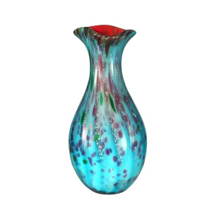 15.5 Blue Purple Green and Red Lagood Decorative Hand Blown Glass Vase - All