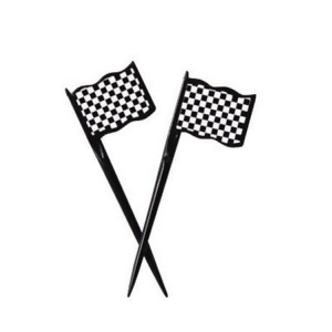 Club Pack of 288 Black and White Checkered Flag Food Drink or Decorative Party Picks - All