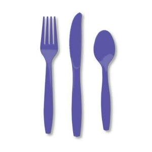 Club Pack of 288 Grape Purple Premium Heavy-Duty Plastic Party Knives Forks and Spoons - All